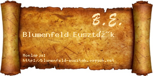 Blumenfeld Euszták névjegykártya